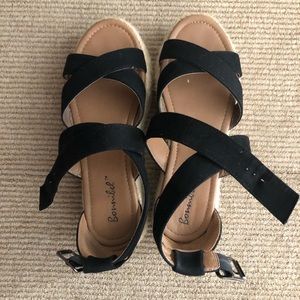 Black platform sandals